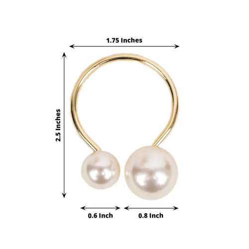 Pearl napkin ring holder with gold frame and size dimensions
