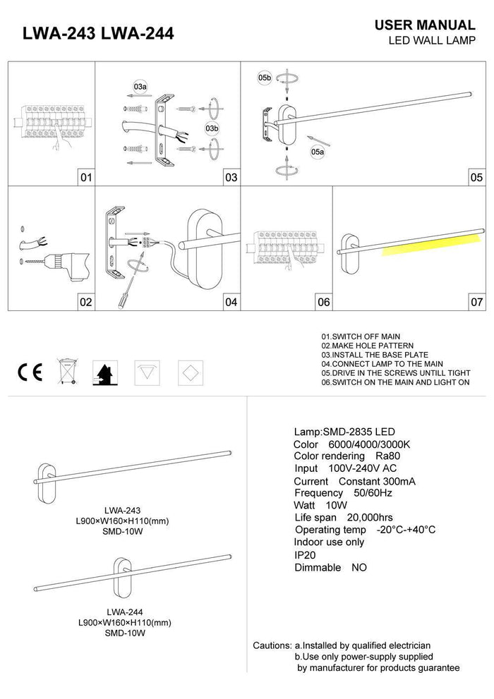 Interior black wall light installation guide