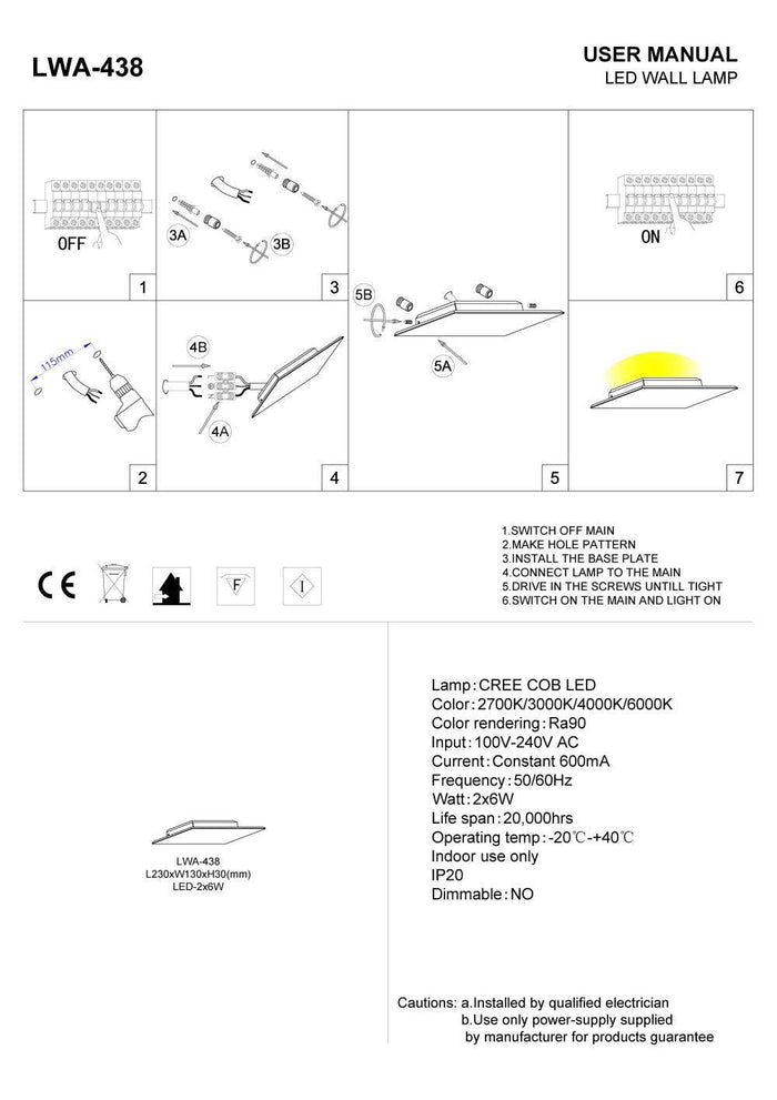 Black internal wall uplighter installation guide