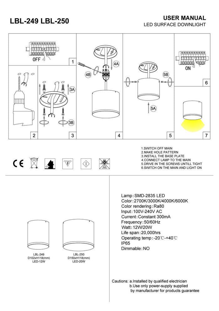 black surface mounted exterior downlight installation guide