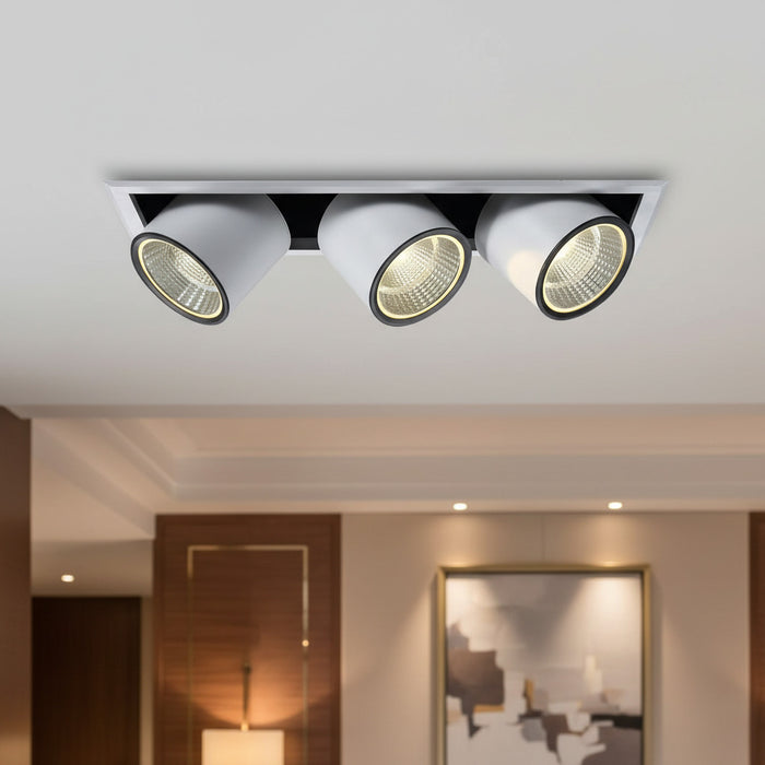 white commercial LED downlight installed in a hotel reception