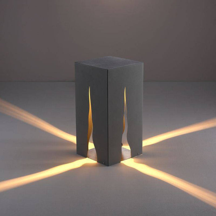 Black square path bollard light on grey background