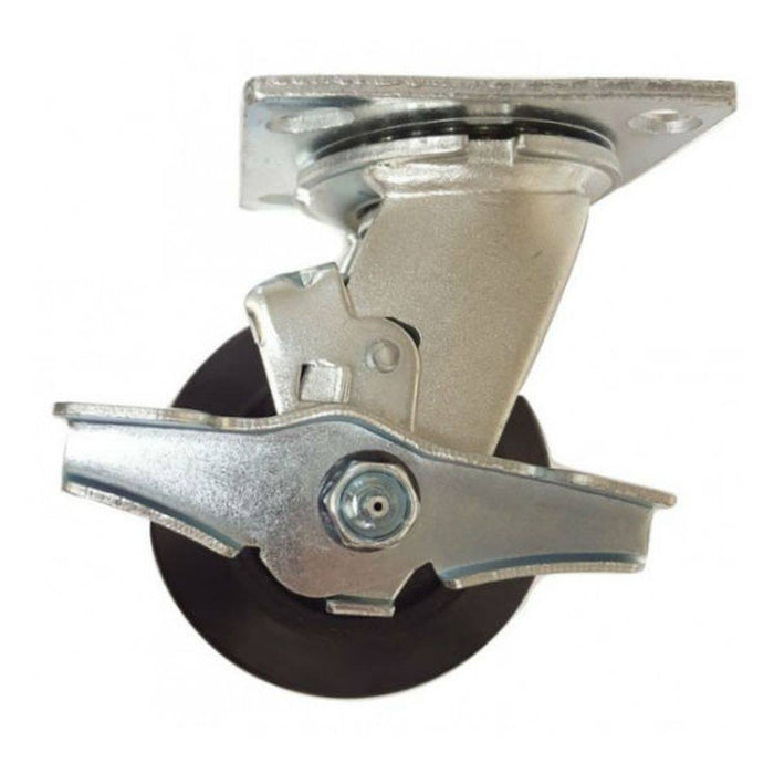 4" x 2" Mold-On Rubber Cast Swivel Caster w/ Top Lock Brake - Durable Superior Casters