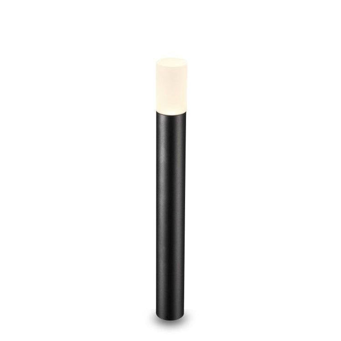 Black driveway bollard light on a white background