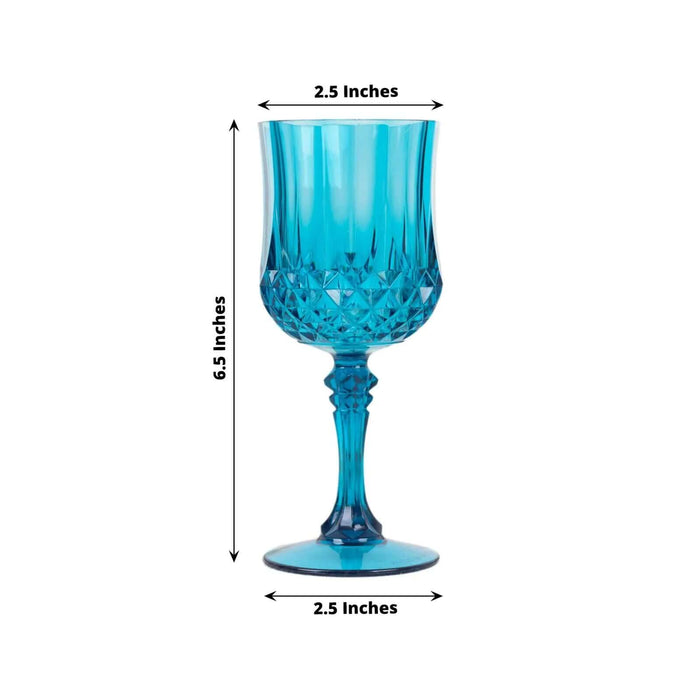 Blue crystal goblet with diamond pattern, 2.5 inches wide and 6.5 inches tall.