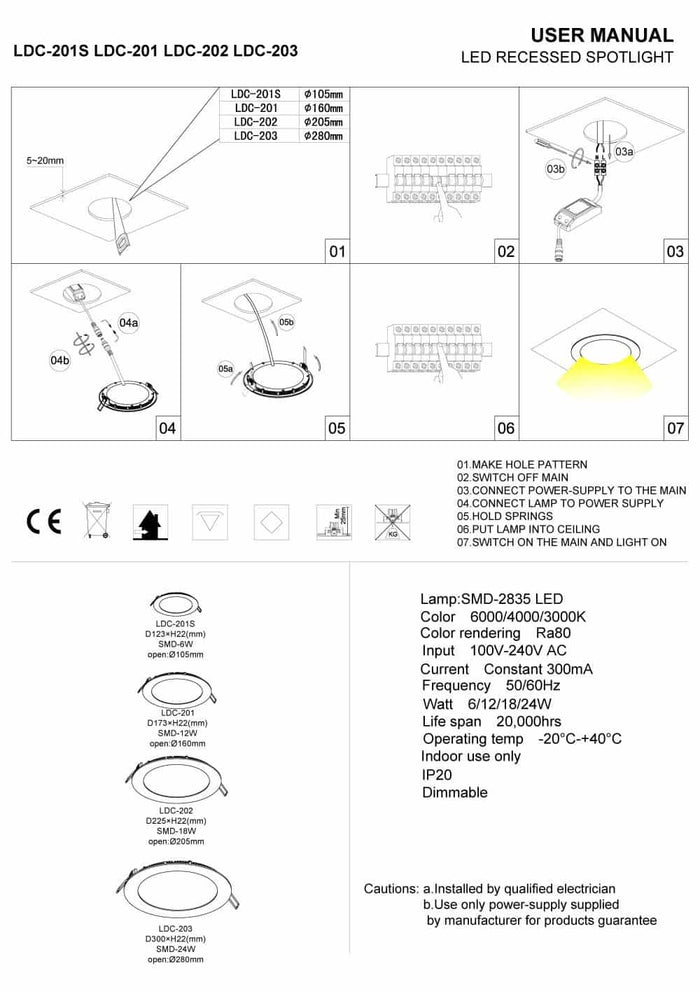 Slimline LED downlight installation guide