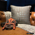 Animal Shimmer - Blue Jacquard Throw Pillow Cover