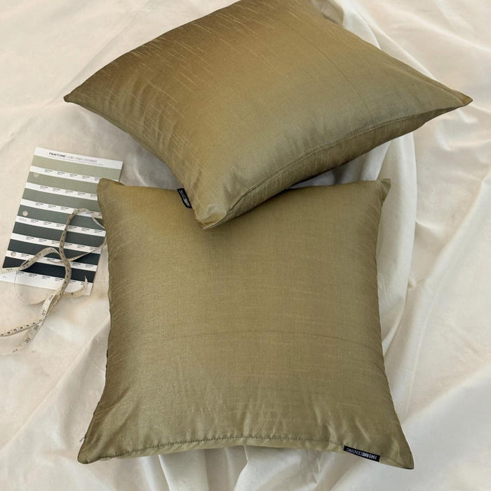 Antique Gold Luxury Pack of 2 - Antique Gold Art Silk Throw Pillow Cover