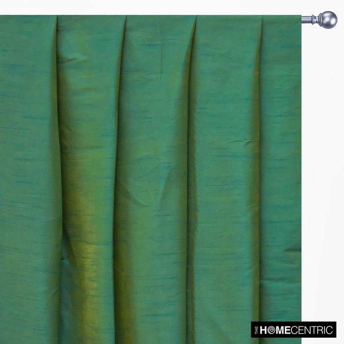 Aqua And Yellow Art Silk / Faux Silk Fabric By The Yard