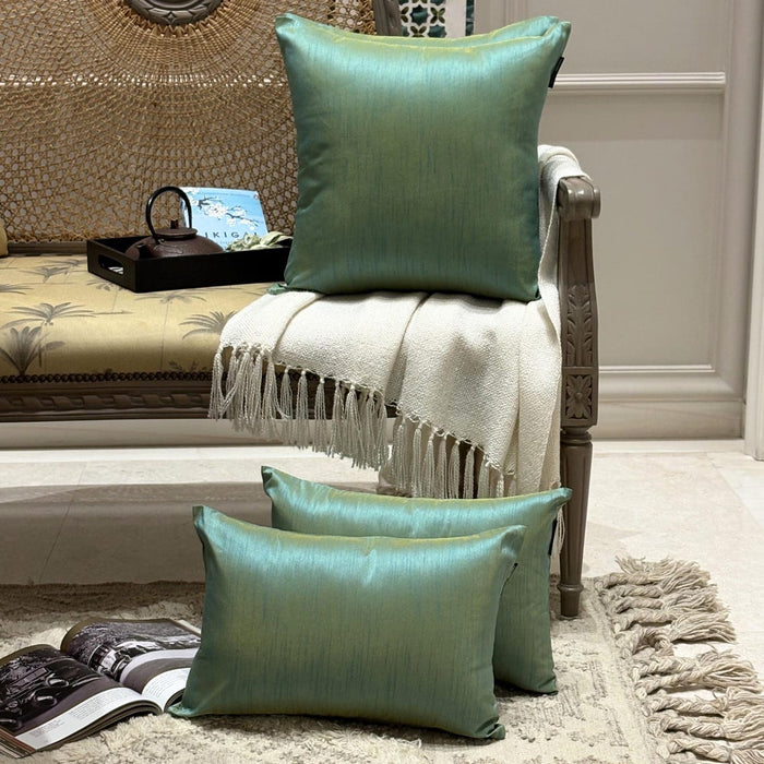 Aqua Luxury - Aqua Art Silk Throw Pillow Cover Pack of 2