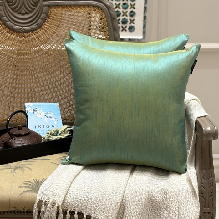 Aqua Luxury - Aqua Art Silk Throw Pillow Cover Pack of 2