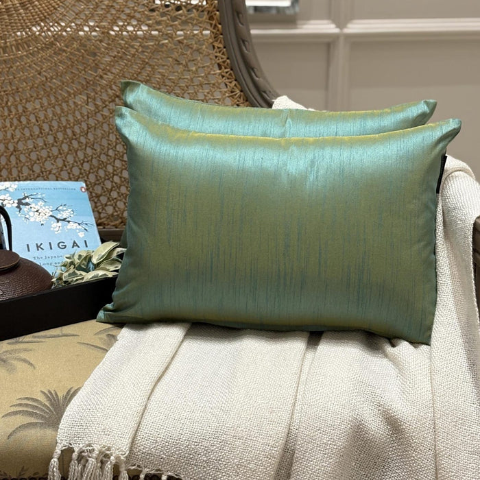 Aqua Luxury - Aqua Art Silk Throw Pillow Cover Pack of 2