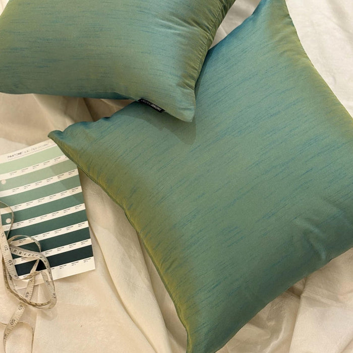 Aqua Luxury - Aqua Art Silk Throw Pillow Cover Pack of 2