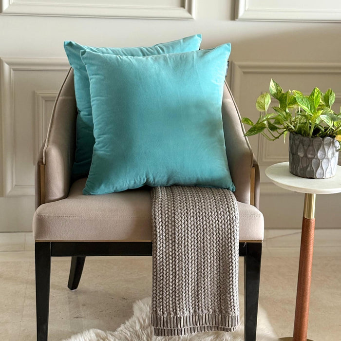 Aqua Velvet Throw Pillow Cover
