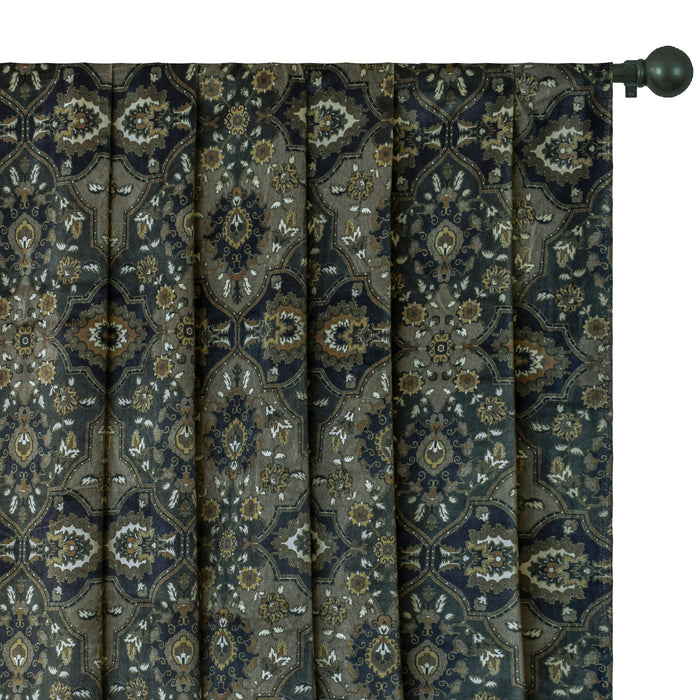 Arabic Black Abstract Digital Printed Velvet Curtain Panels