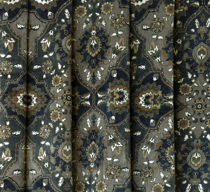 Arabic Black Abstract Digital Printed Velvet Curtain Panels