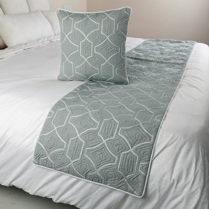 Atmosphere - Linen Blue Decorative Bed Runner and Pillow Cover
