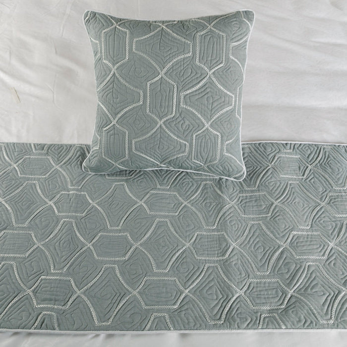 Atmosphere - Linen Blue Decorative Bed Runner and Pillow Cover