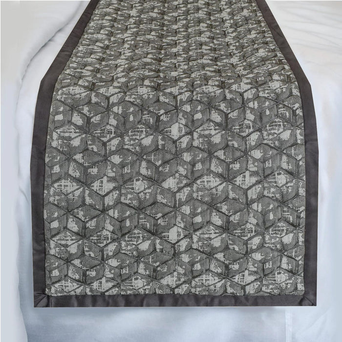 Atria - Jacquard Gray Decorative Bed Runner and Pillow Cover