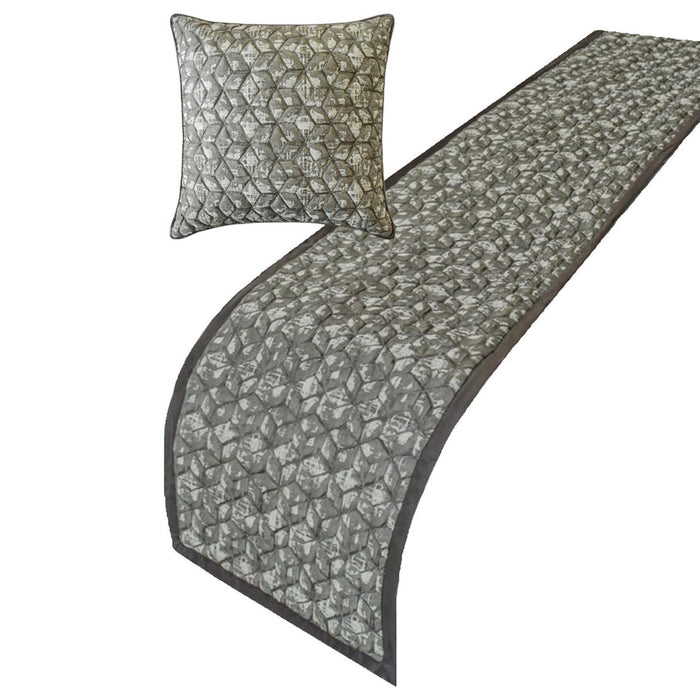Atria - Jacquard Gray Decorative Bed Runner and Pillow Cover