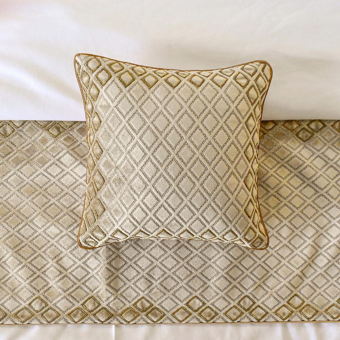Auric Gem - Velvet Gold Decorative Bed Runner and Pillow Cover