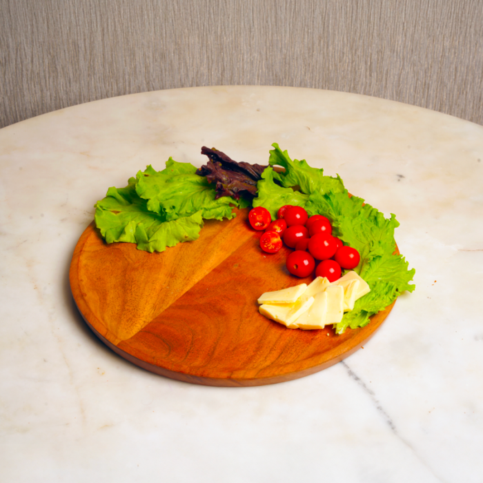 Azure Bloom Wooden Serving Platter by Intaryaa - close up wood grain