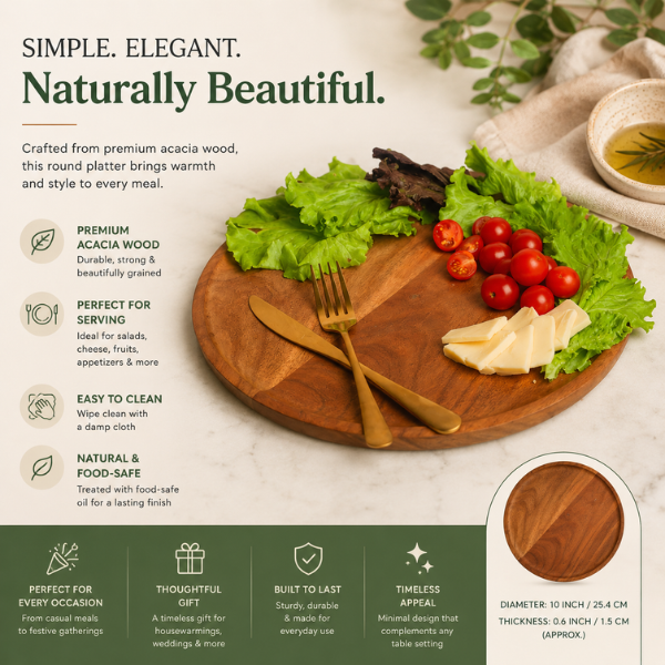 Azure Bloom Wooden Serving Platter by Intaryaa - styled with food