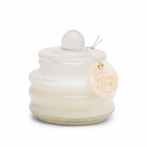 Beam Lidded Glass Candle -Cotton + Teak