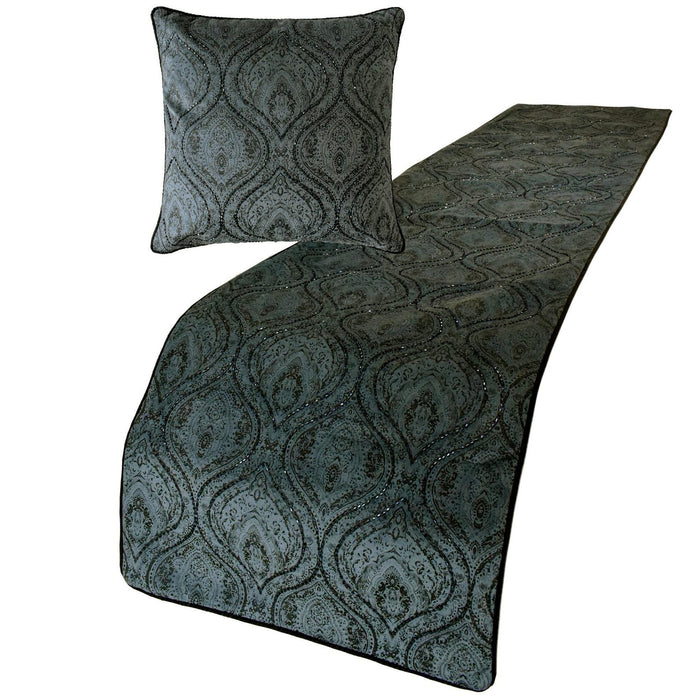 Beatrice - Suede Gray Decorative Bed Runner and Pillow Cover