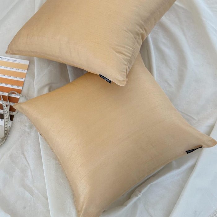 Beige Luxury - Beige Art Silk Throw Pillow Cover Pack Of 2