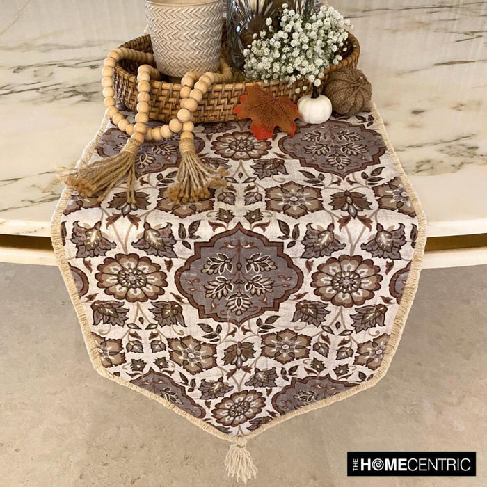 Beige Velvet Decorative Table Runner - Cider Florals