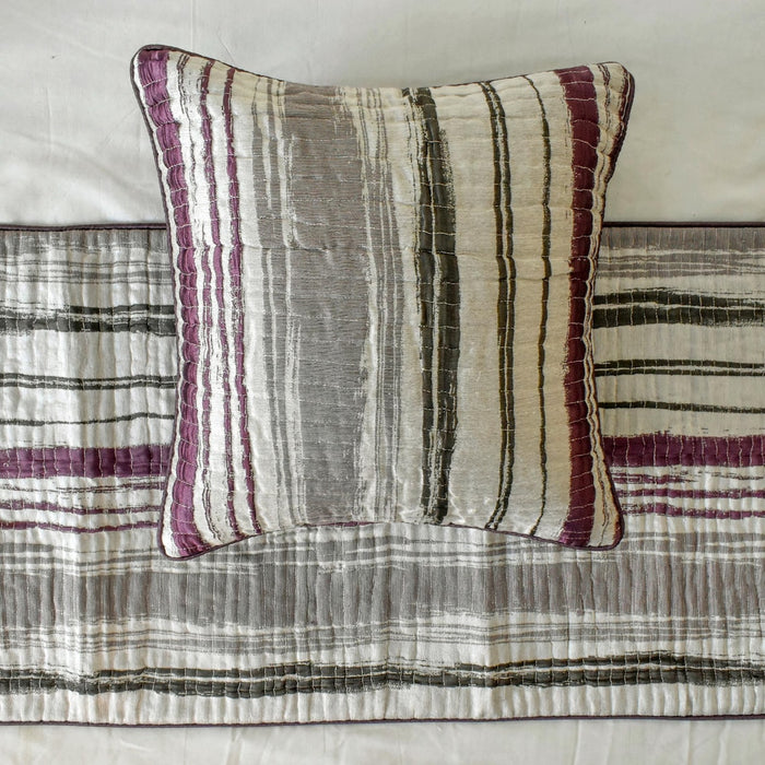 Berry Twist - Jacquard Berry & Gray Decorative Bed Runner and Pillow Cover