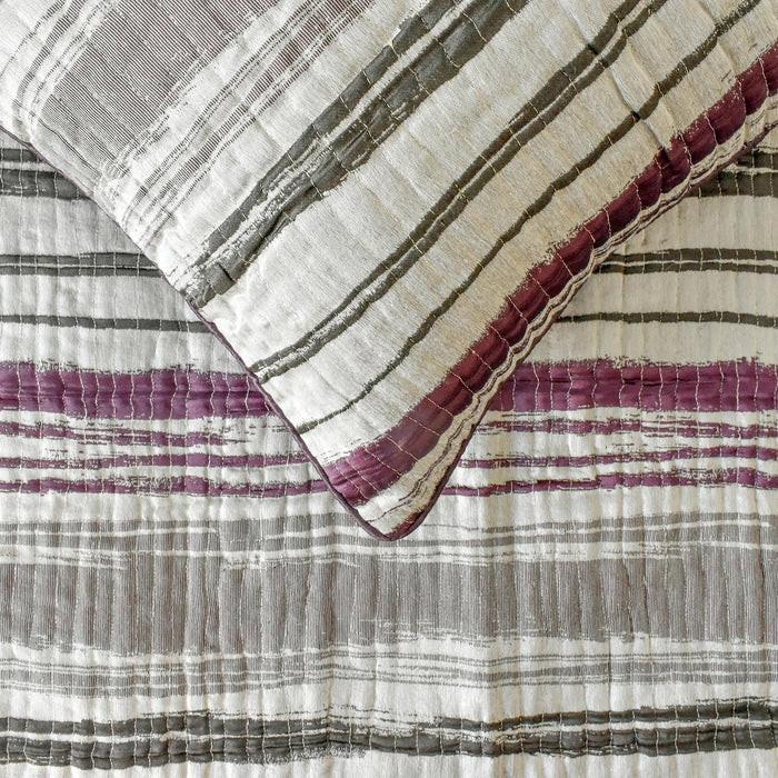 Berry Twist - Jacquard Berry & Gray Decorative Bed Runner and Pillow Cover