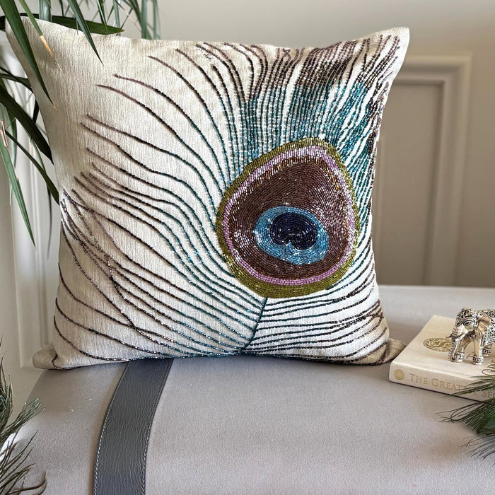 Bird Of Juno - Blue Velvet Throw Pillow Cover