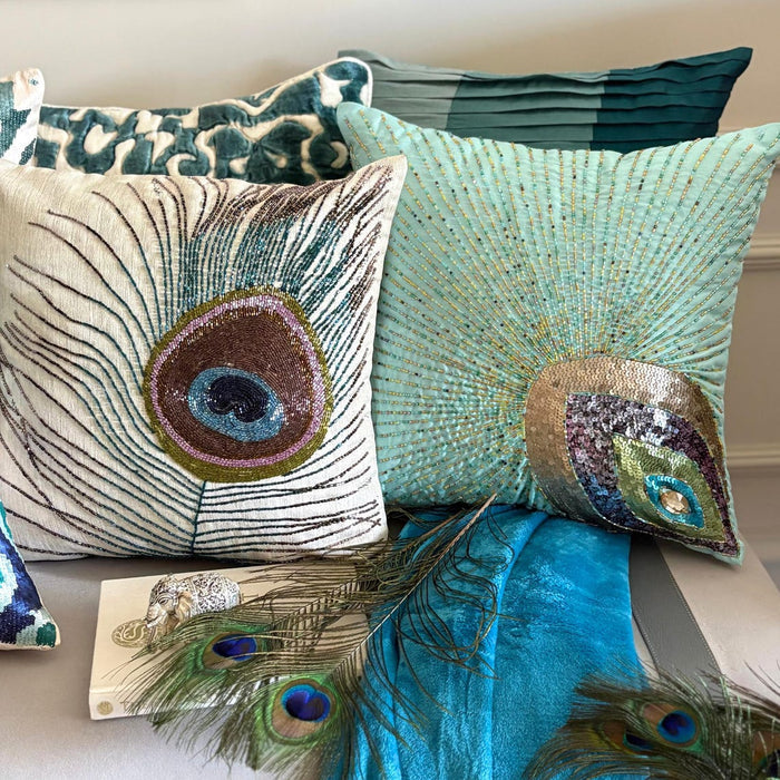 Bird Of Juno - Blue Velvet Throw Pillow Cover