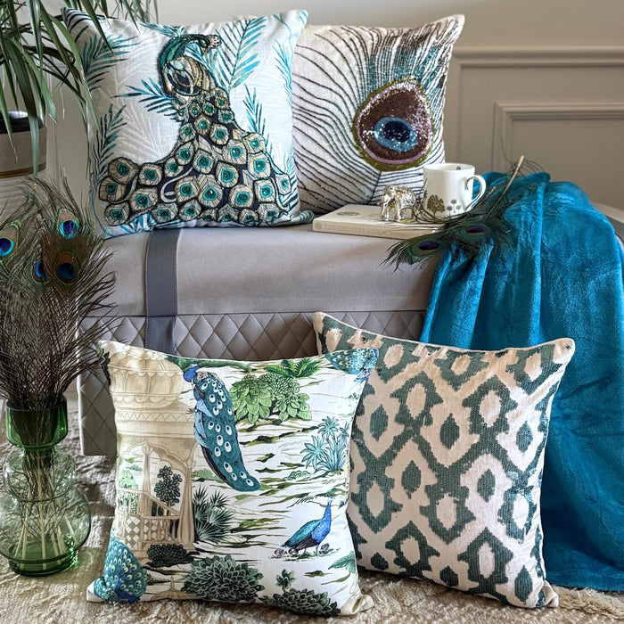Bird Of Juno - Blue Velvet Throw Pillow Cover