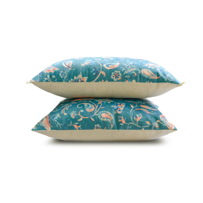 Birdsong Embrace - Blue Velvet Throw Pillow Cover