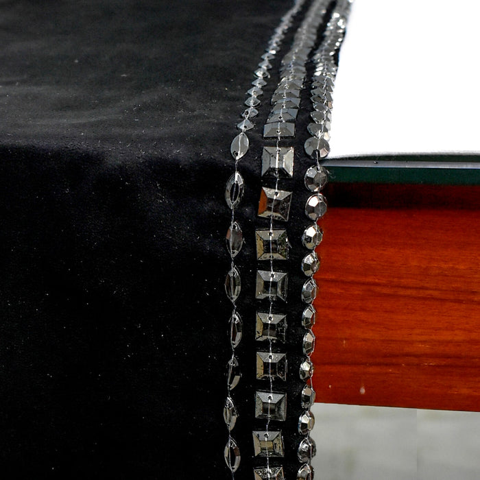 Black Faux Suede Decorative Table Runner - Cierra