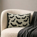 Black Jacquard Decorative Lumbar  Pillow Cover - Gothic Bats