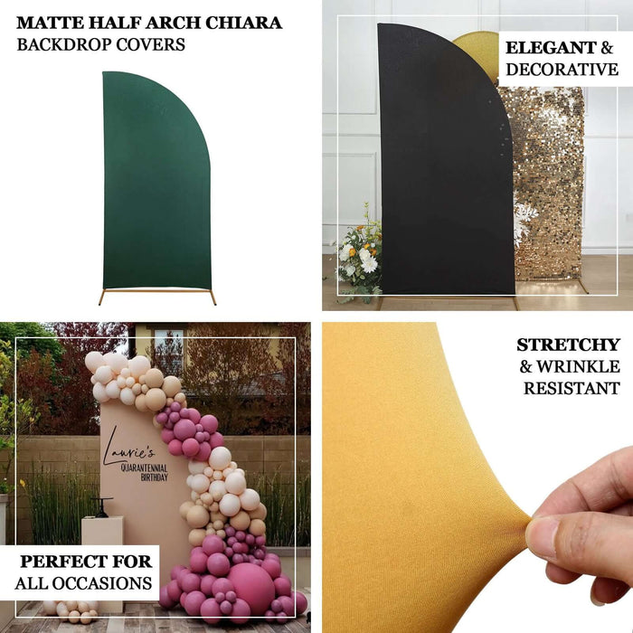 Matte Half Arch Chiara Backdrop Covers in green and black, perfect for all occasions.