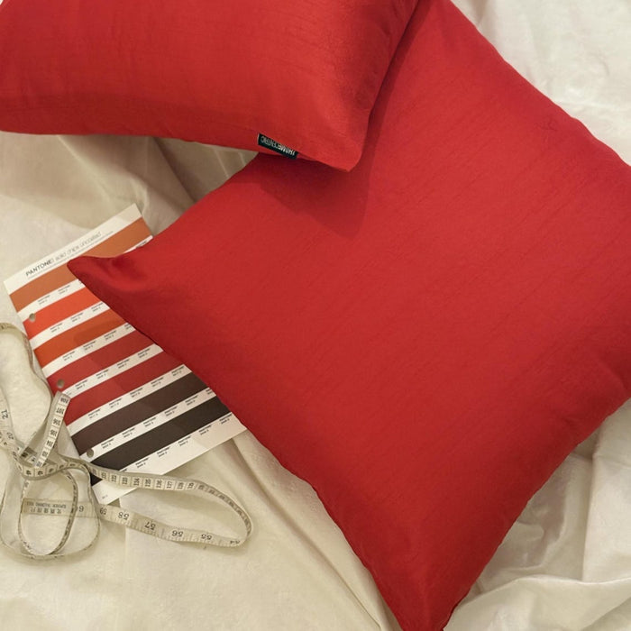 Blood Red Luxury Pack of 2 - Blood Red Art Silk Throw Pillow Cover