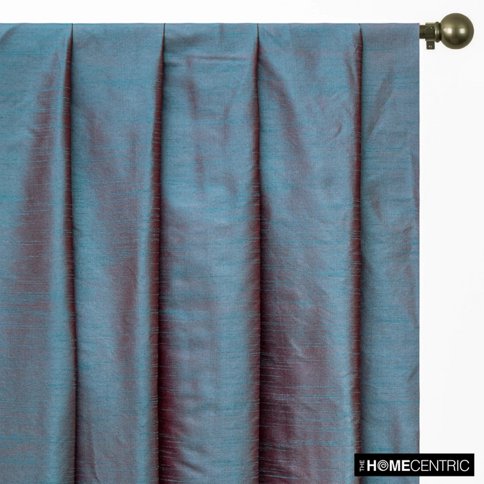 Blue And Red Art Silk / Faux Silk Fabric By The Yard