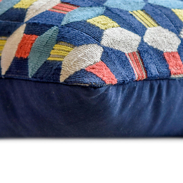 Blue Patterns - Velvet Blue Decorative Bed Runner and Pillow Cover