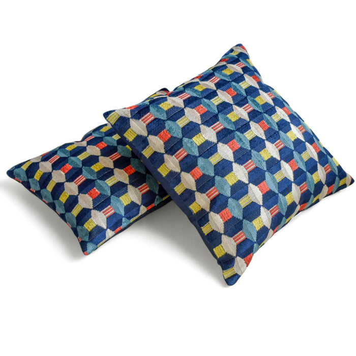 Blue Patterns - Velvet Blue Decorative Bed Runner and Pillow Cover