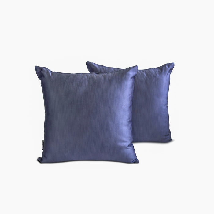 Midnight Blue Slub Satin Throw Pillow Cover