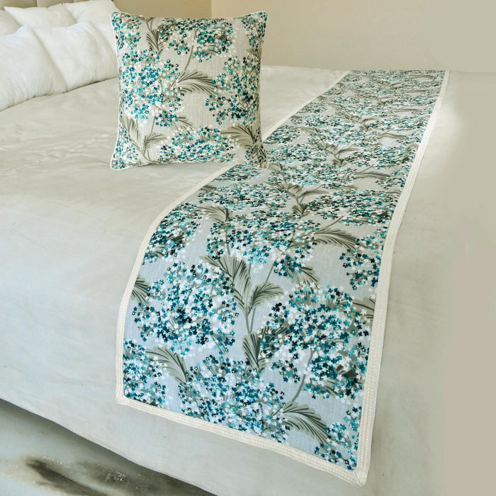 Blue Star Fauna - Cotton Blue Decorative Bed Runner and Pillow Cover