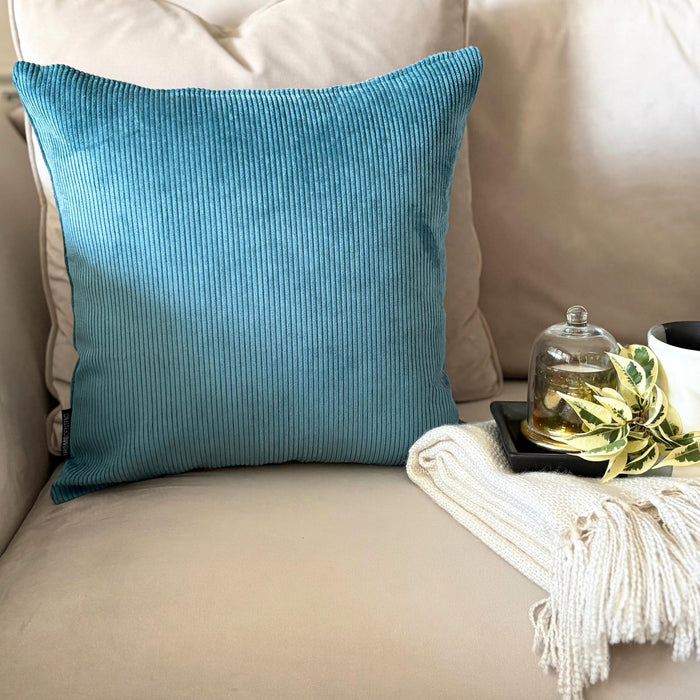 Blue Velvet Throw Pillow Cover - Blue Cords