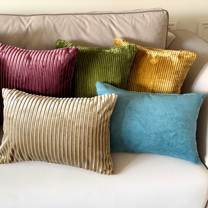 Blue Velvet Throw Pillow Cover - Blue Cords
