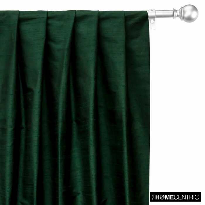 Bottle Green 100% Pure Silk Dupioni Fabric By The Yard