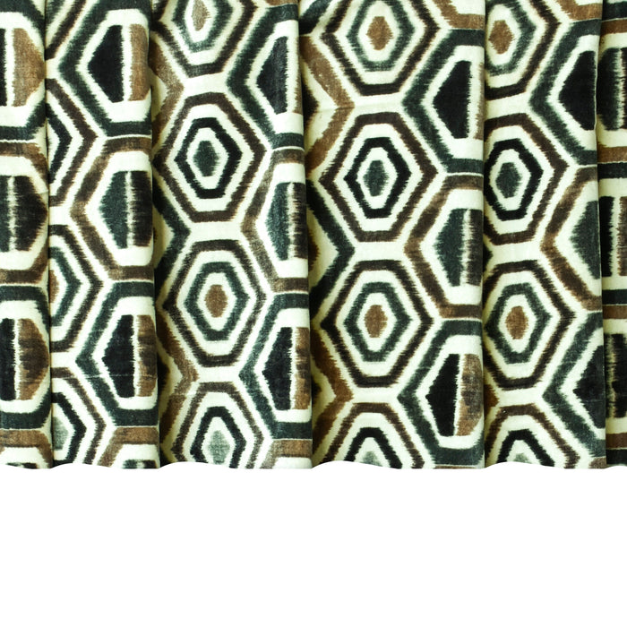 Bottle Green Geometric Digital Printed Velvet Curtain Panels